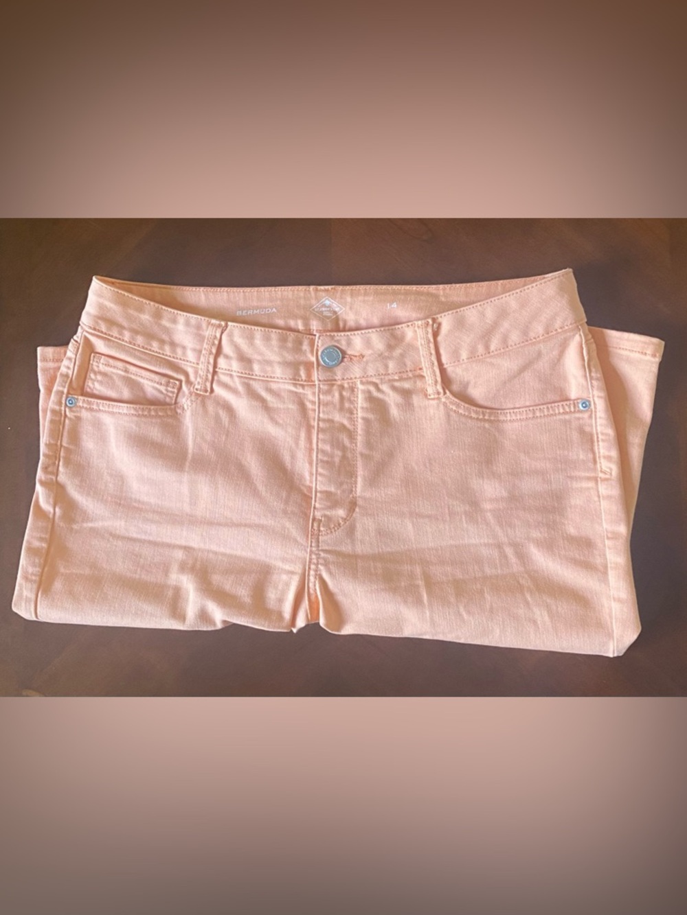St. John's Bay Women’s Bermuda Shorts - Soft Peach 14 - Picture 5 of 6